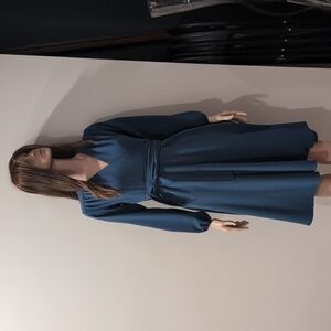 Sewlip Brand : Elegant Blue Wrap Dress